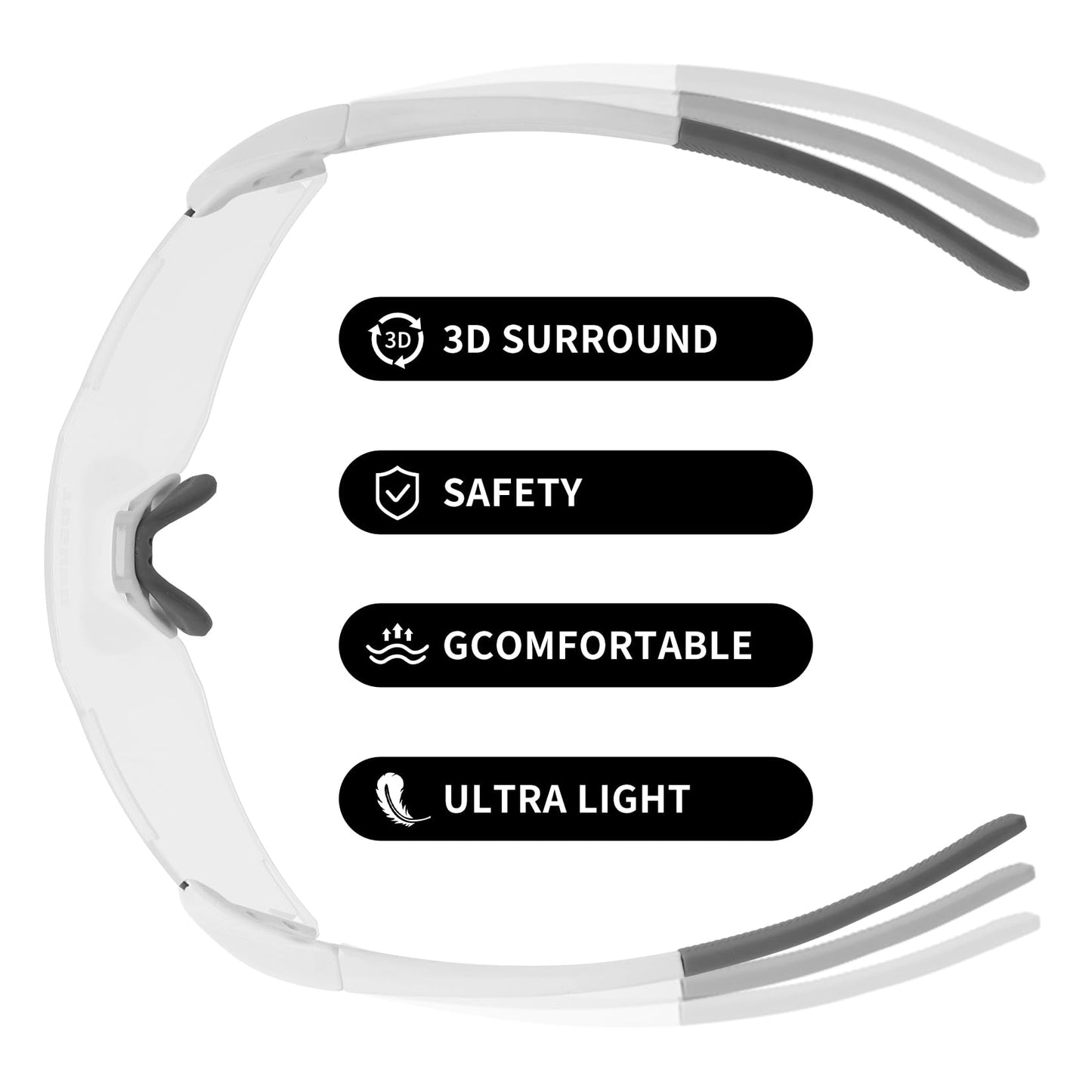 TOSUOD Fit Over Sunglasses for Cycling | Over Prescription Glasses | White Frame with Photochromic Lenses (Clear to Dark)