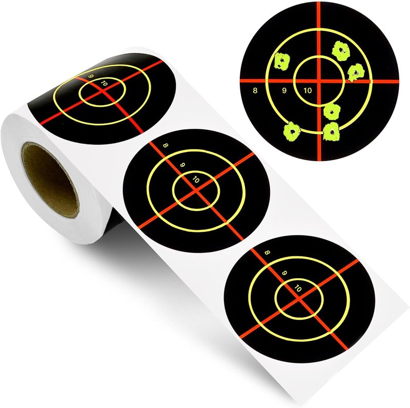Self-Adhesive 3" Splatter Shooting Targets - Reactive Paper Stickers for Airsoft, Rifle & Pistol Practice