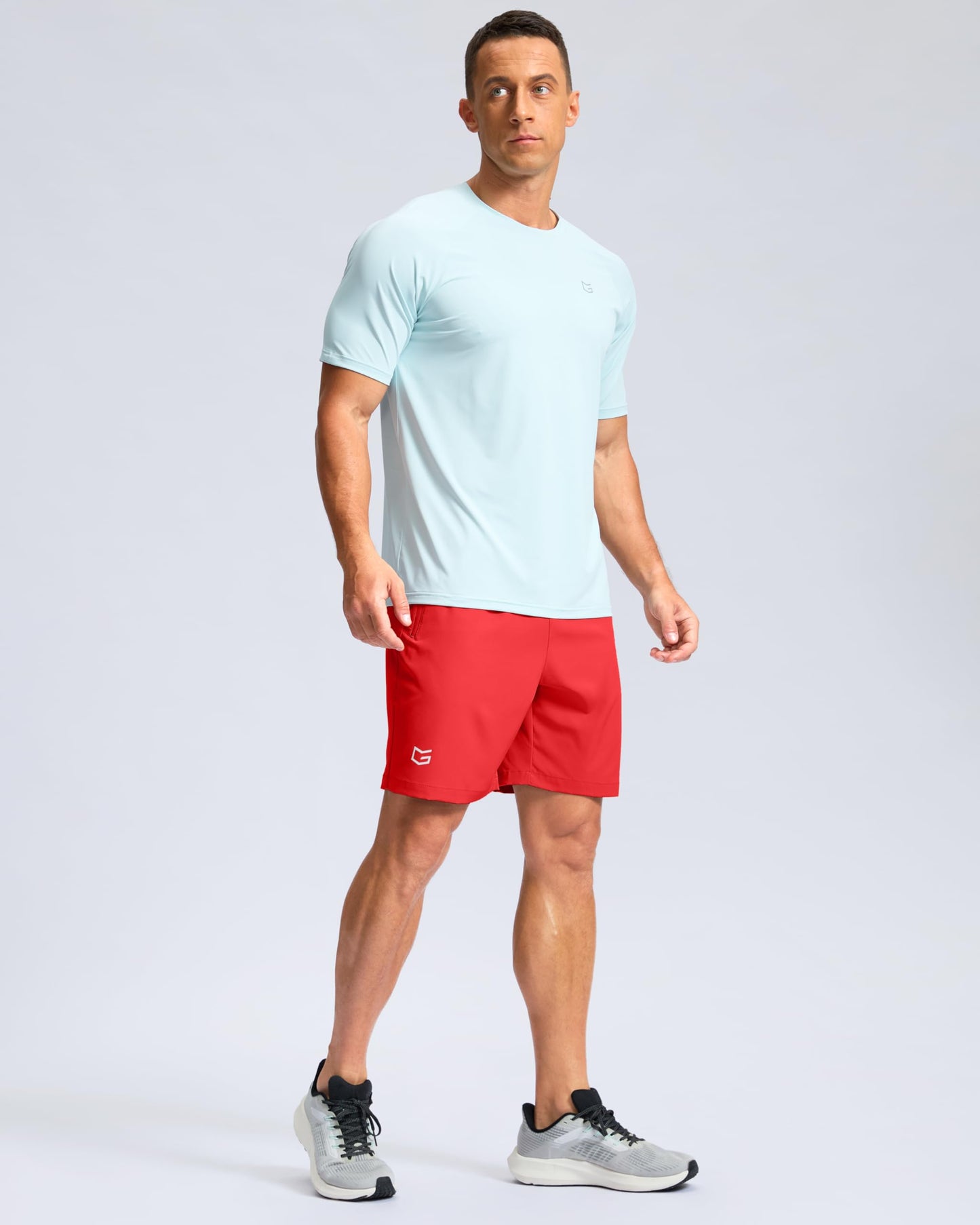 G Gradual Men's Athletic Running Shorts with Zipper Pockets Quick Dry 7"/ 5"/ 9" Workout Gym Shorts for Basketball Hiking(Deep Red,7M)