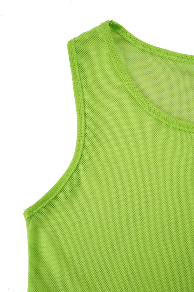 SPTEHW Scrimmage Vests Pinnies Team Practice Jerseys for Kids,Youth and Adult Sports Soccer,Football,Basketball(12 Pack)（neon Green,M）