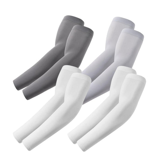 ROXUN 4 Pairs Arm Sleeves, Cooling UV Sun Protection Sports Compression for Men/Women 2 White+Dark Gray+Light Gray