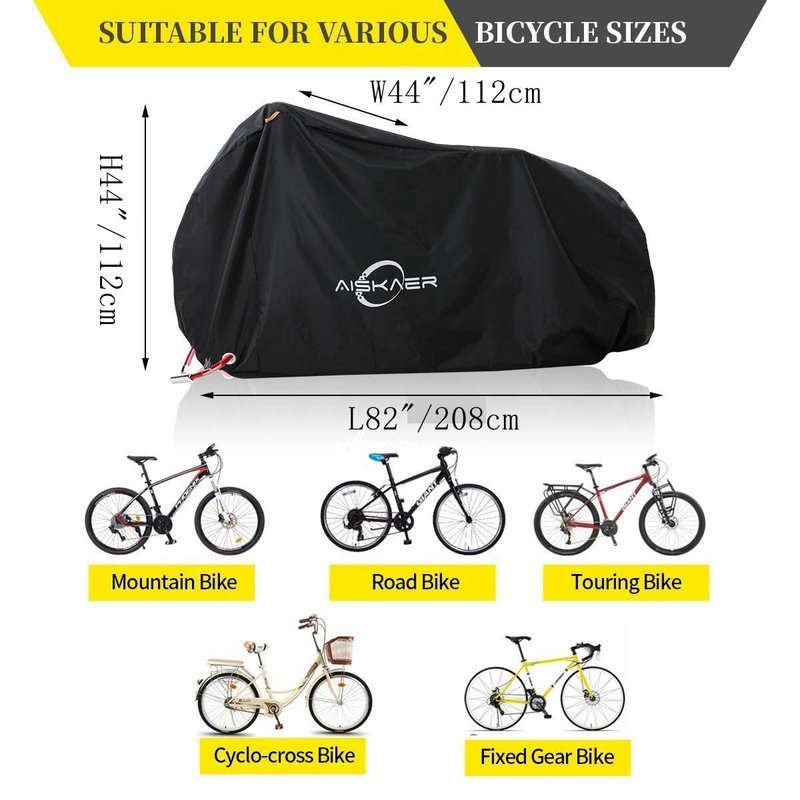 Aiskaer Bike Cover for 2-3 Bikes, Waterproof, Black, Polyester, Heavy Duty, Mountain, Road, Electric Bikes