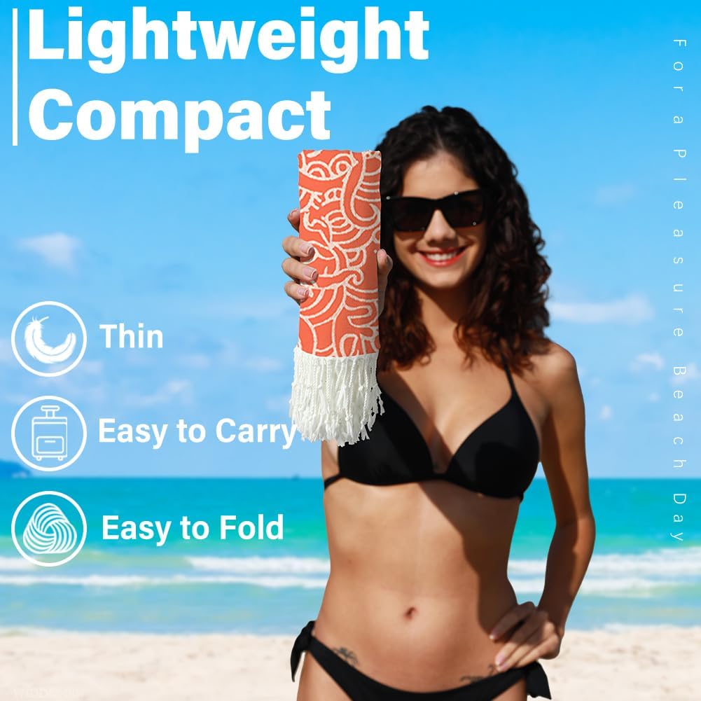 **Extra Large Turkish Beach Towel - Lightweight Quick-Dry Cotton | Sand-Free Bath & Pool Accessory**