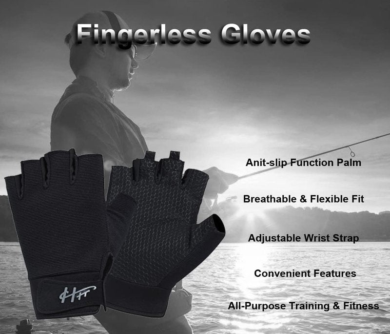 Fingerless Sports Gloves - Multipurpose Water & Fishing Gear for Men & Women | Ideal for Sailing, Rowing, Kayaking