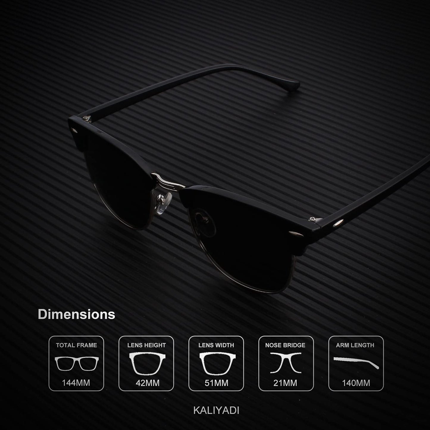 KALIYADI Polarized Sunglasses for Men and Women Semi-Rimless Frame Driving Sun glasses UV Blocking
