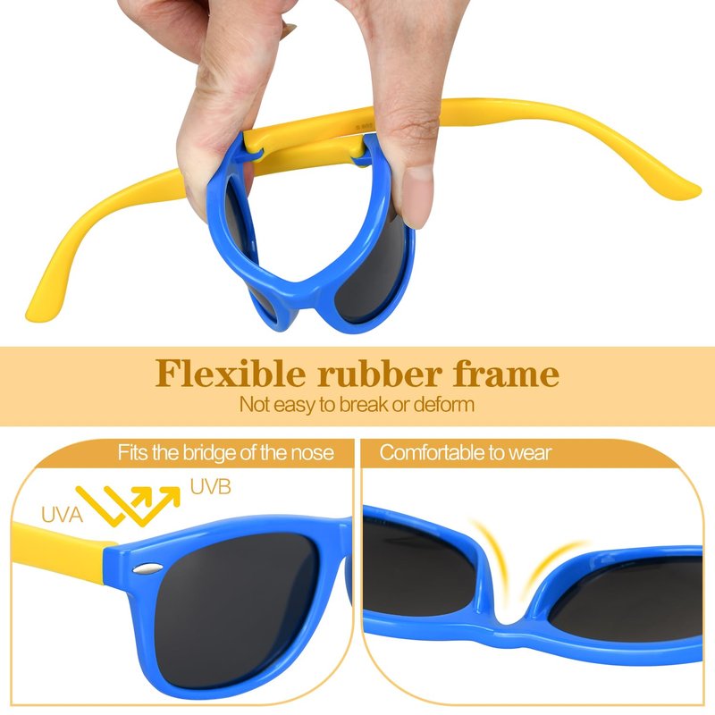 Mdvora Kids Polarized Sunglasses, Toddler Sunglasses UV Protection Flexible Rubber Glasses Shades(4pcs)