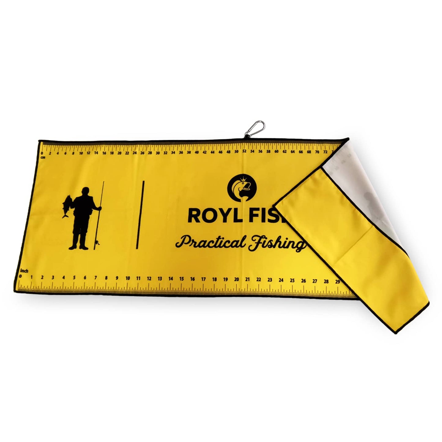 ROYL FISH Bait Towel & Fish Ruler. Fish Measuring Board Fishing Towel. Quick Dry Microfiber Towel with Clip.