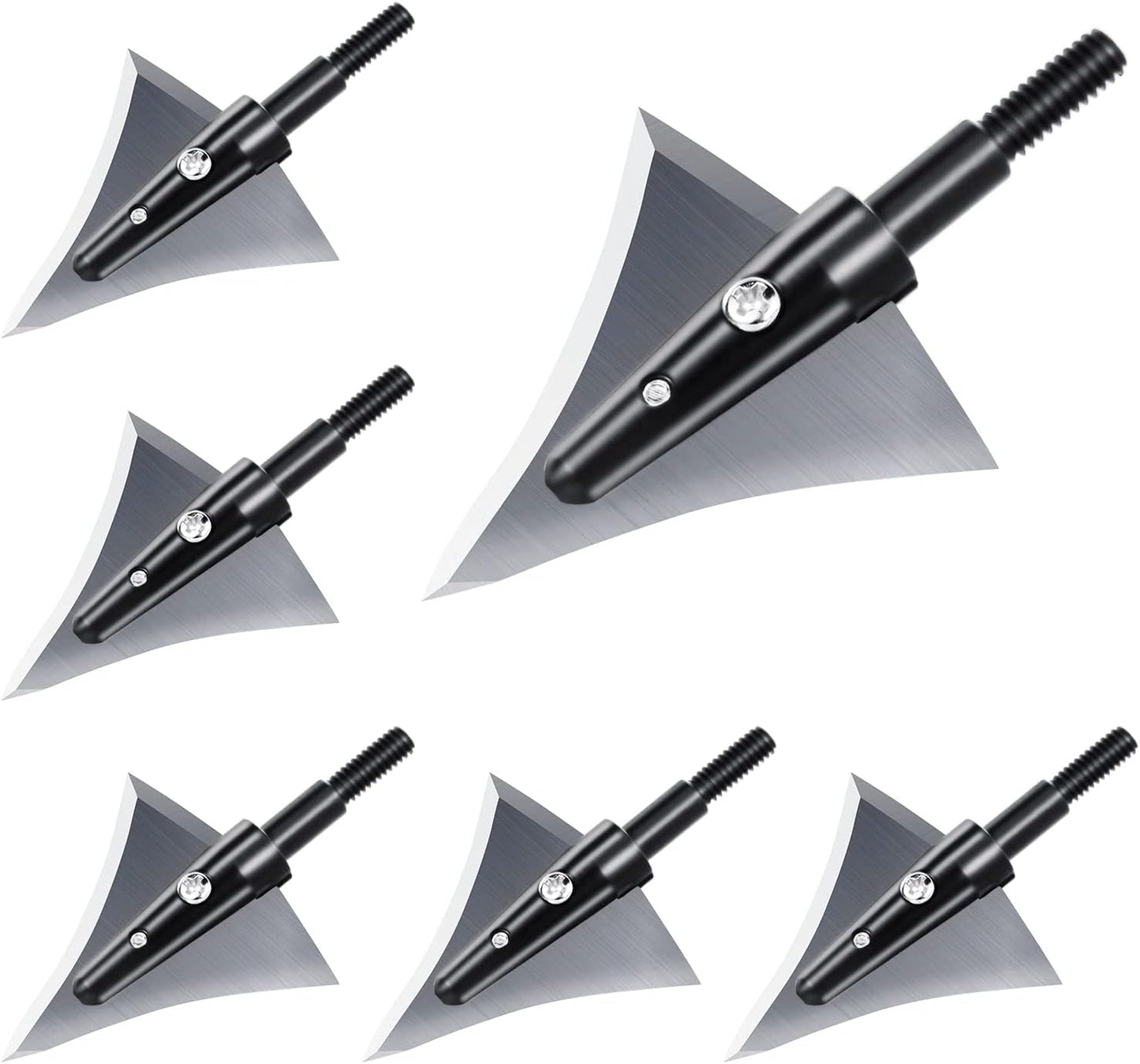Broadheads 125 Grain Fixed Blades - Stainless Steel Right Bevel for Compound Bow | Pack of 6