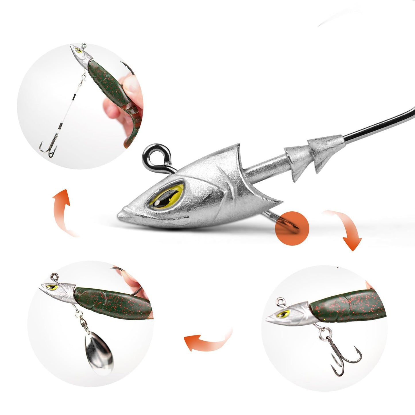 Saltwater Jig Head, Fish Eye Swimbait Jighead for Fishing Inshore/Offshore 1/2oz with 7/0 Hooks for Bass, Stripper, Redfish, Seabass etc.