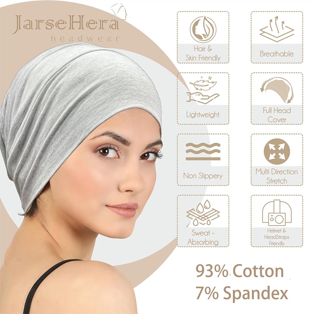 JarseHera Cotton Slouchy Beanie Chemo Headwear Soft Slouch Cancer Caps Hats Head Cover for Hair Loss 1PCS Light Gray