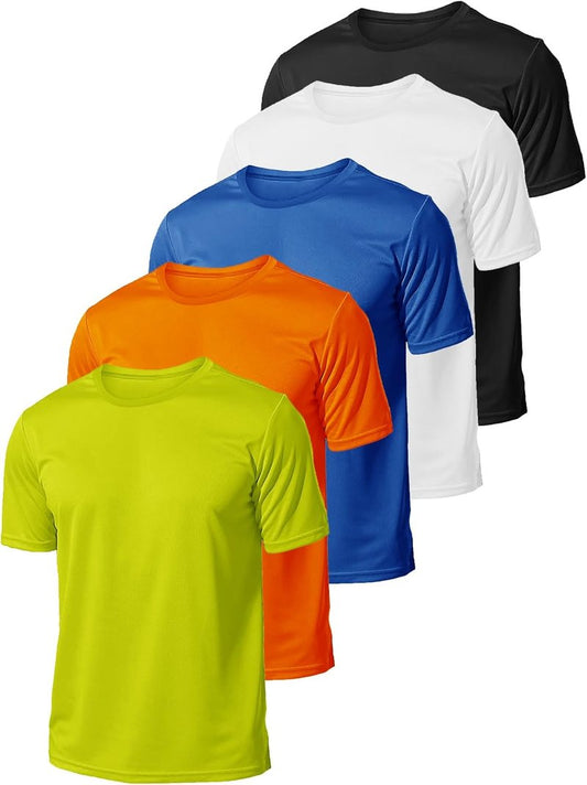 Men's Quick-Dry Athletic T-Shirt - 5 Pack Short Sleeve Workout Tees | Lightweight & Breathable