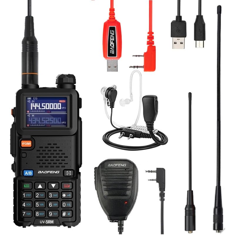 BAOFENG Radio 5RM 10W Ham Radio Long Range Handheld Multi-Band Two Way Radio NOAA FM AM(Airband) Receiver Walkie Talkies (Upgrade of UV-5R), Copy Frequency 999CH,Type C,Programming Cable,Speaker Mic