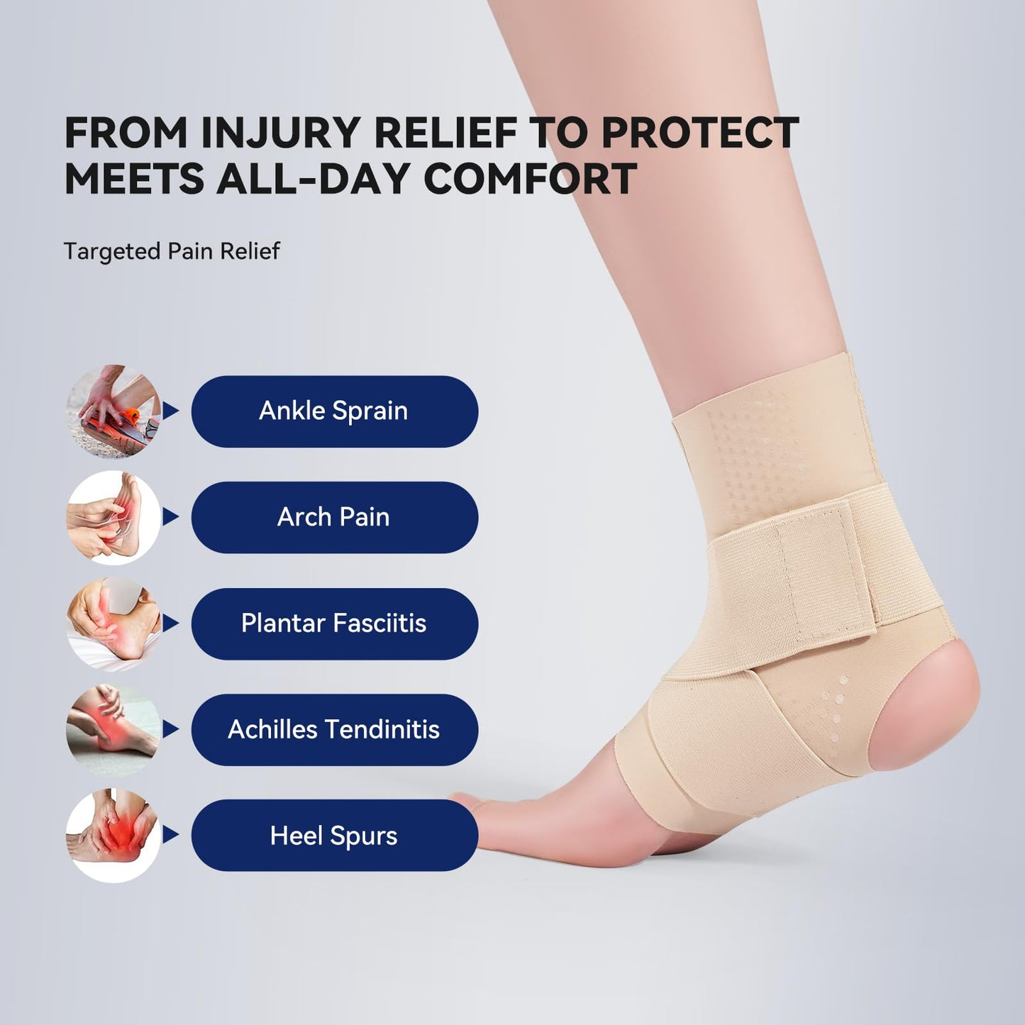 JOMVD Elastic Ankle Brace for Women&Men - Thin Lightweight Silky Compression Sleeves with Wraps for Plantar Fasciitis Sprained Ankle Injury Relief, Sports, X-Large