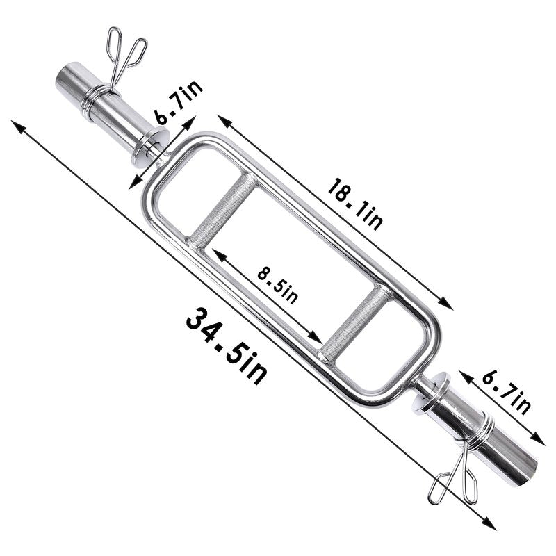 34" Olympic Triceps Bar, Solid Standard Threaded Triceps Bar Deadlift Barbell Home Gym Weightlifting Exercise for Squats, Deadlifts,Shrugs, Max Capacity 200lbs