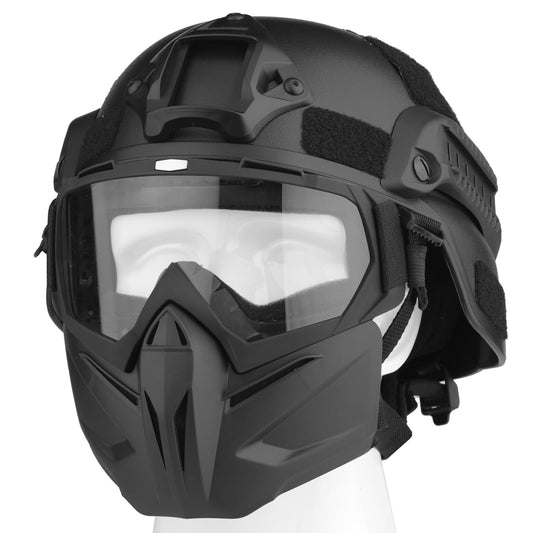 VPZenar Airsoft Mask and Helmet,Black Tactical Helmet Military Helmet Paintball Helmet Airsoft Helmet,Tactical Mask Airsoft Mask,Tactical Gear for Big Kids Women & Men