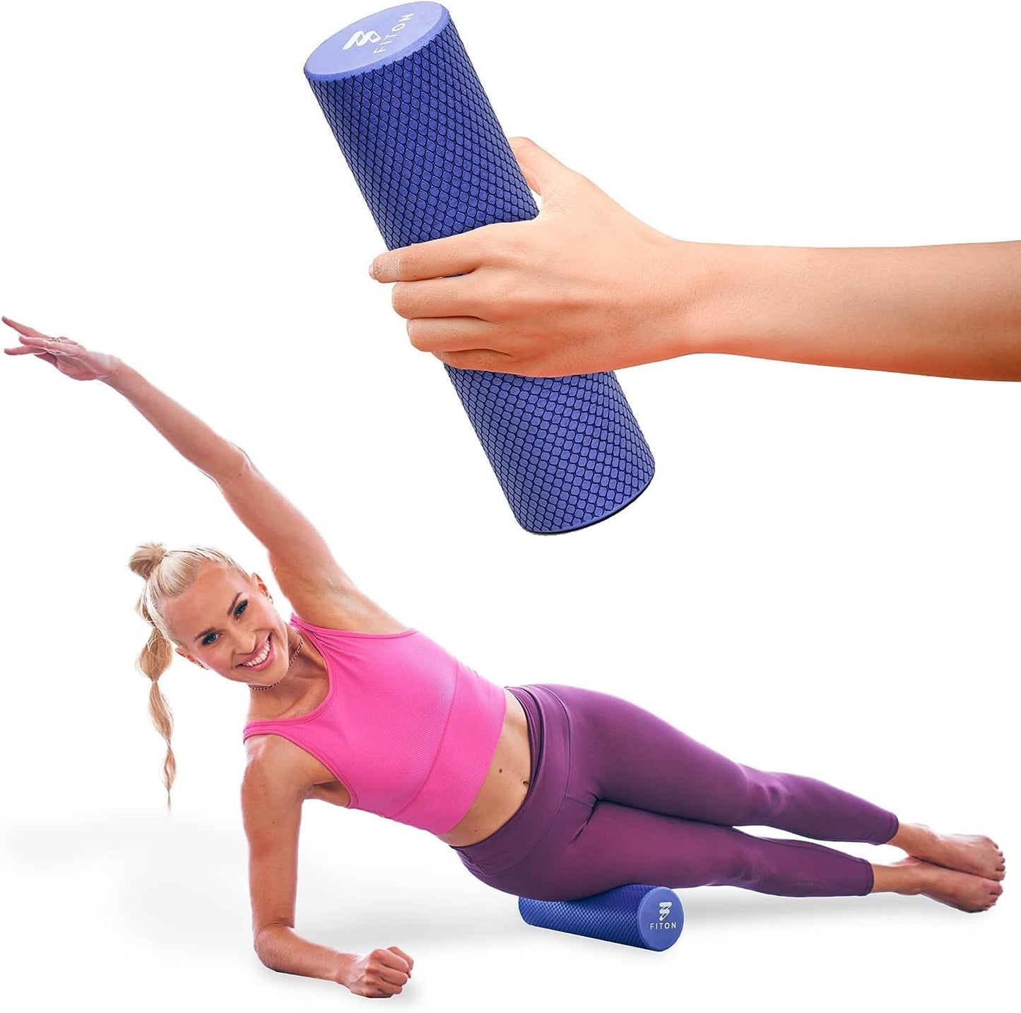 FitOn Recovery Roller - 12" x 4" Travel Sized Foam Rollers for Muscle Massage - High Density Foam Roller - Exercise Roller Foam Workout Accessories for Women and Men