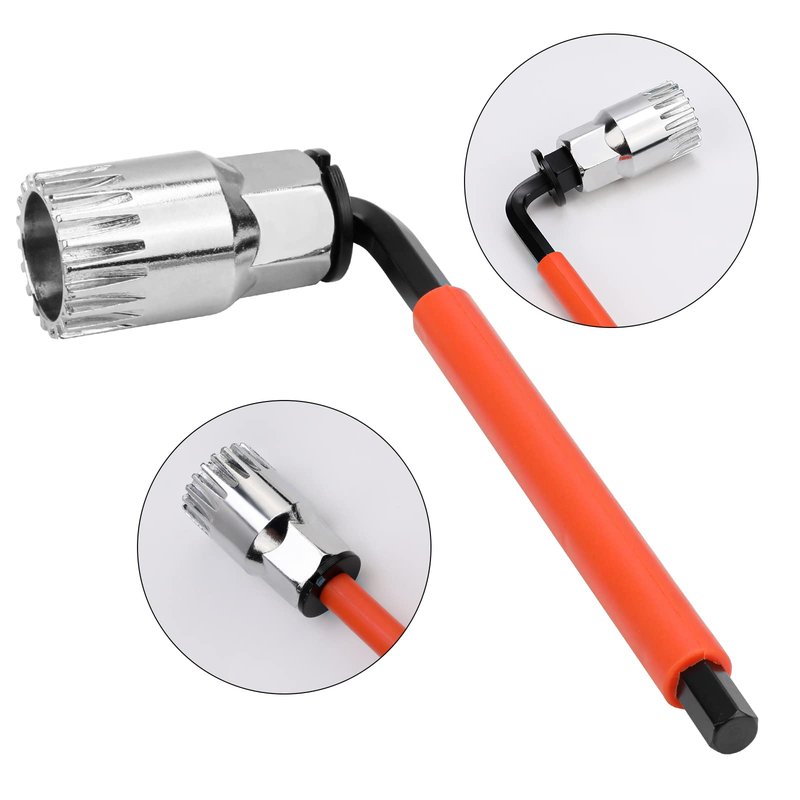 Oumers Crank Puller Bike Tool, Bike Crank Extractor + Bike Bottom Bracket Remover + 16mm Spanner Wrench + Hexagonal Wrench for Removing