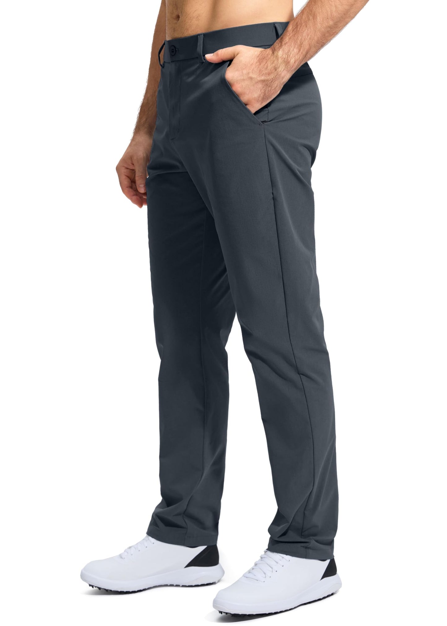 Pudolla Men's Golf Pants Mens Dress Pants Stretch Work Pants 34 Lightweight Quick Dry Slacks Casual Trousers with Pockets(Iron Grey 38Wx34L)
