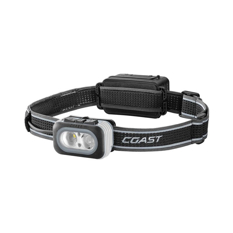 Coast RL20RB 1000 Lumen Tri-Color LED Rerchargeable Headlamp with Included Extra Power Pack, Flood and Spot Beams, Variable Light Control, Red/Green Modes