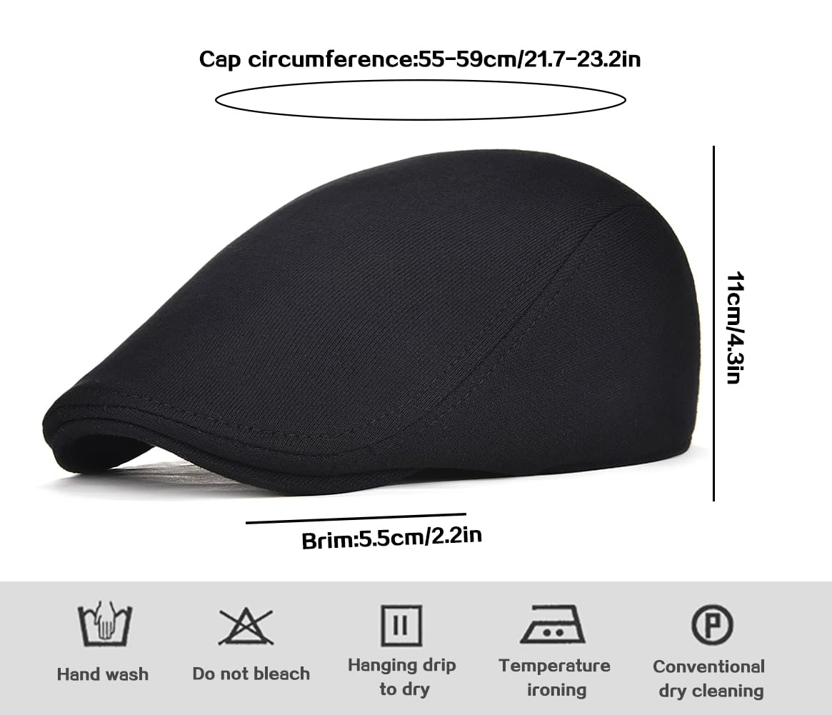 Xinveen Men's Newsboy Hat Adjustable Beret Ivy Cap Irish Cabbie Driving Hunting Hats Black