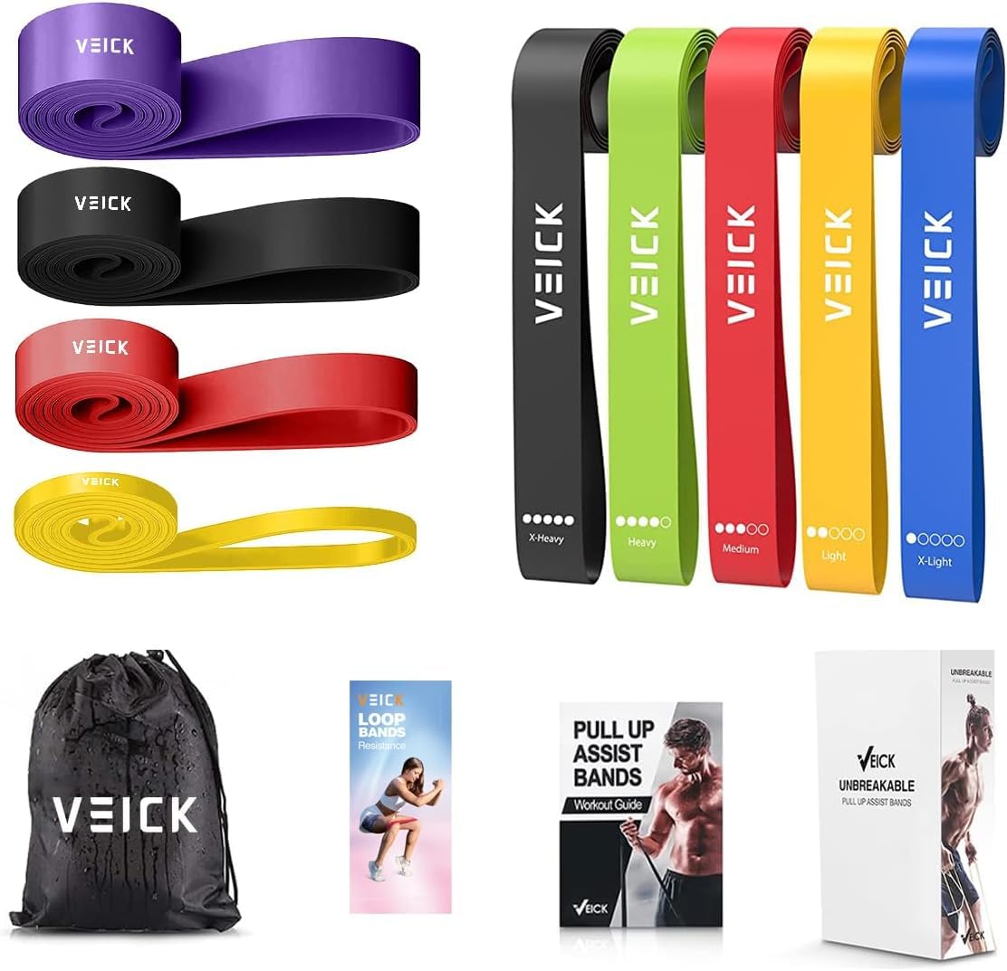 VEICK Resistance Bands for Working Out, Exercise Bands, Workout Bands, Pull Up Assistance Bands, Long Heavy Stretch Bands Set for Men and Women, Power Weight Gym at Home Fitness Equipment