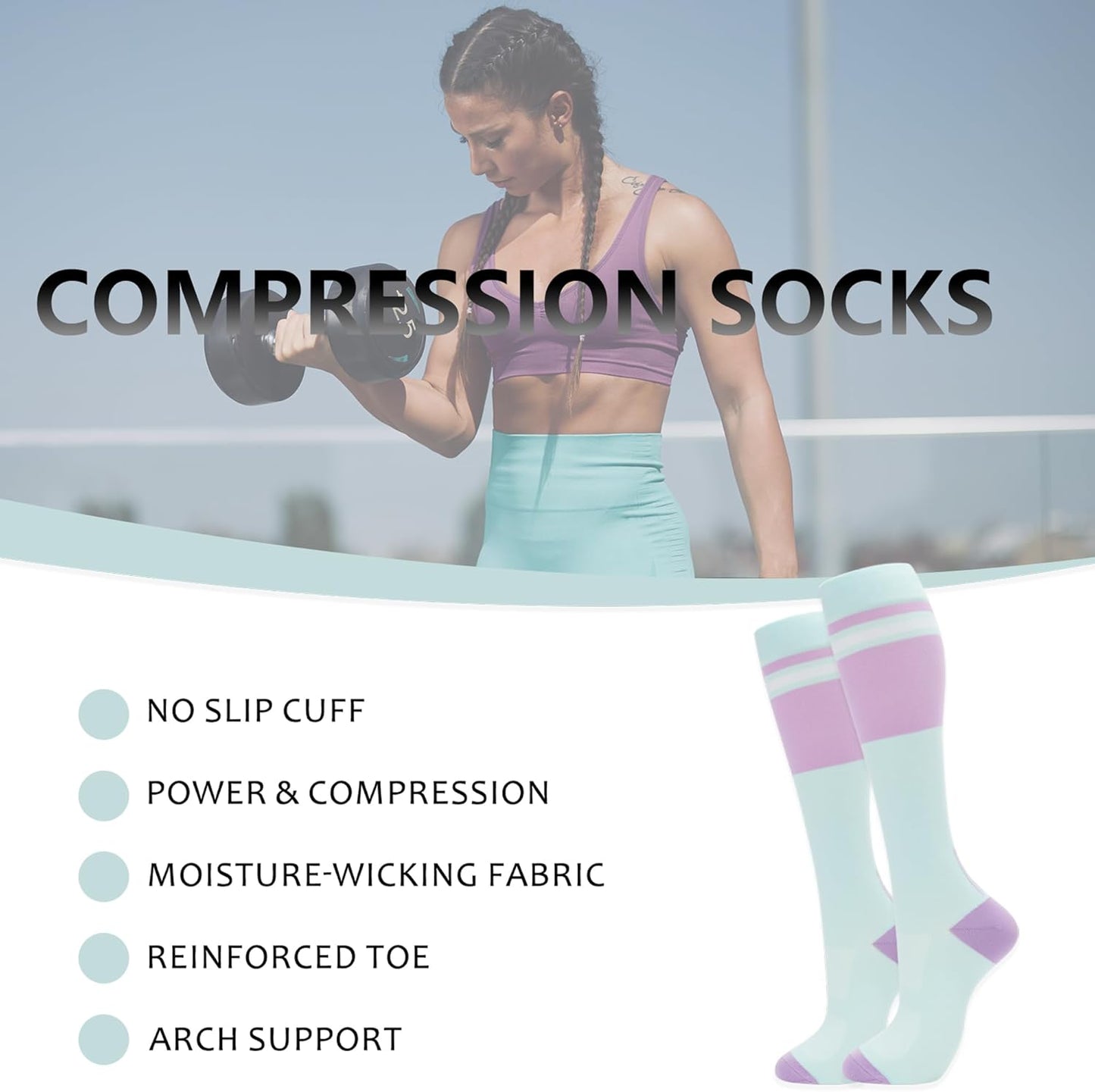Compression Socks for Women & Men - Circulation Support | 6 Pairs for Nurses, Travel & Flight