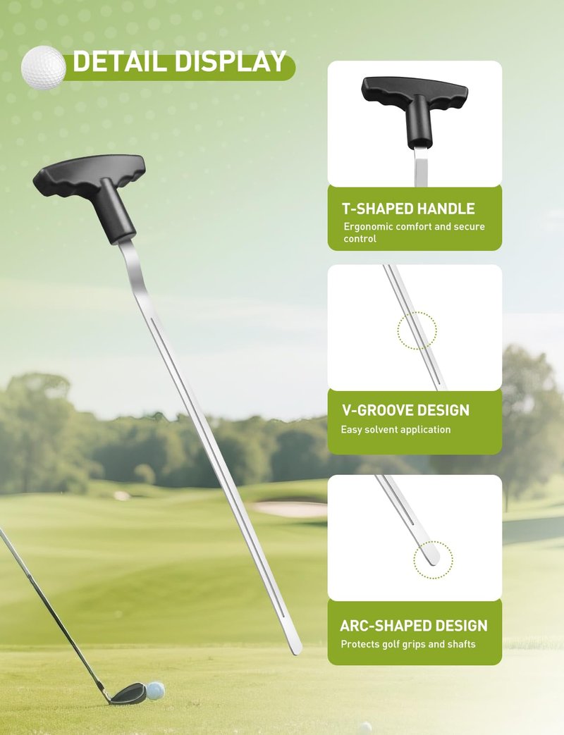 Hateenru Golf Grip Tape Removal Tool Kits, 12" V-Groove Grip Remover Saver Tool, Tape Stripper Remover & Hook Blade, Perfect for Regripping Graphite and Golf Club Steel Shafts Grip Repair