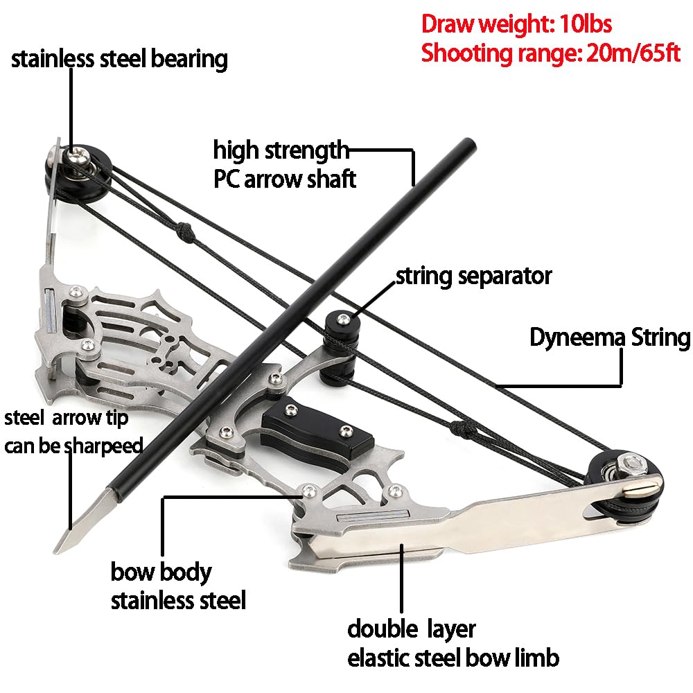 ZSHJGJR 6"/7.4"/7.9"/8.6"/8.8"/9.5" Mini Archery Bow Set Mini Compound Bow Mini Hunting Bow Metal Material Catapult RH/LH for Hunting Shooting Practice Archery Entertainment Fun (7.4" Bow)