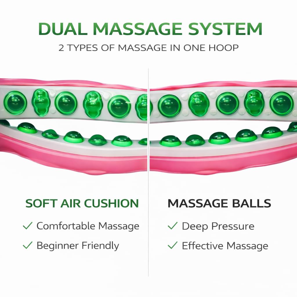 Health Hoop Weighted Fitness Hoop for Adults, Full Size 42.5" Large Diameter - Deep Massage Cushion Balls, Core Workout, Waist Training, Fat Burning Made in Korea (Advanced-2.5kg(5.5lb))