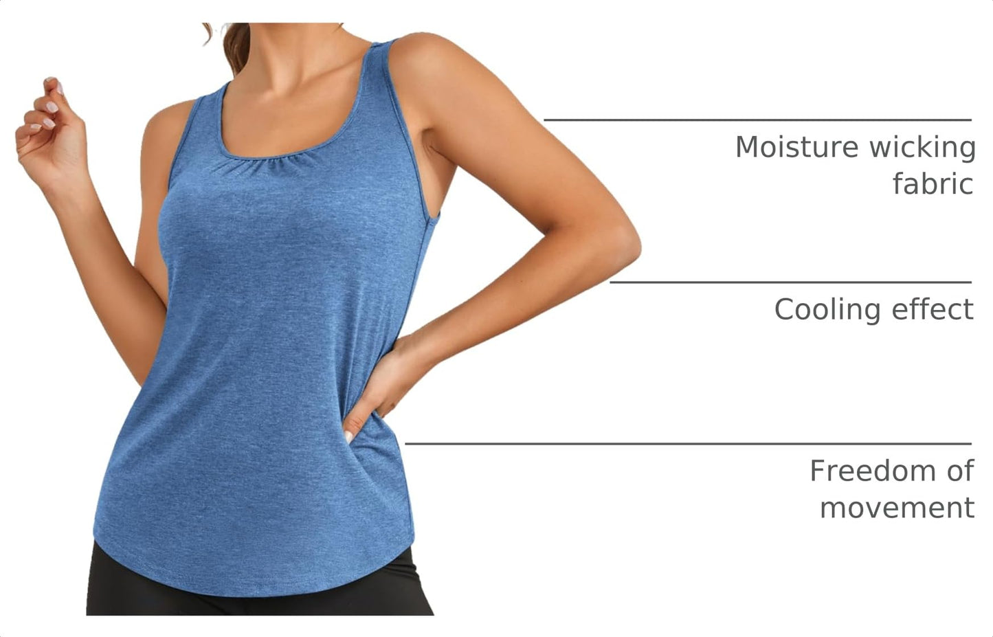 PINSPARK Workout Tops for Women Sleeveless Quick Dry Running Exercise Yoga Shirts Racerback Athletic Pickleball Tennis Tank Loose Fit,Blue/Purple XL