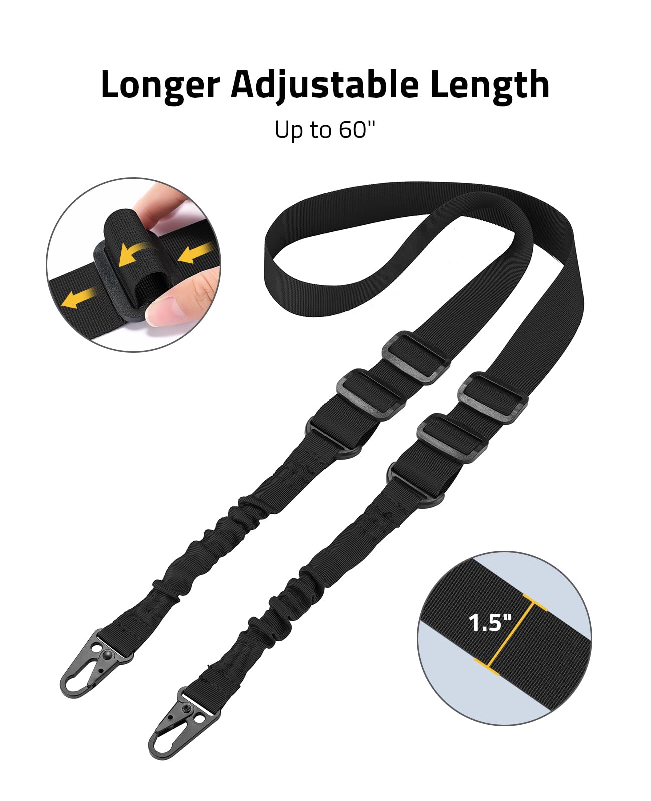 CVLIFE Rifle Sling Two Point Sling, Removable Pad 360° Swivels, Elastic