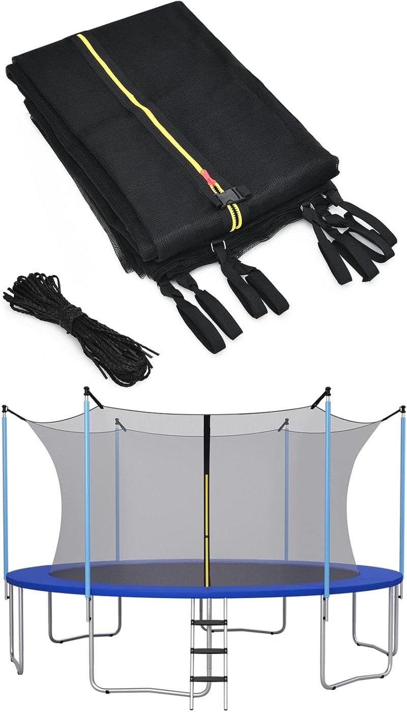 Trampoline Safety Net - Adjustable Weather-Resistant Replacement Enclosure | Fits 8-16 Ft Models, Double-Headed Zipper
