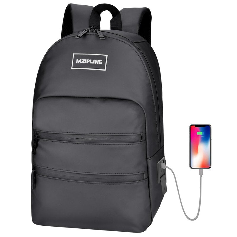MZIPLINE Small Backpack Bag-Water Resistant Daypack Travel bag with Activated Carbon Lined for Men & Women Travel (Black)