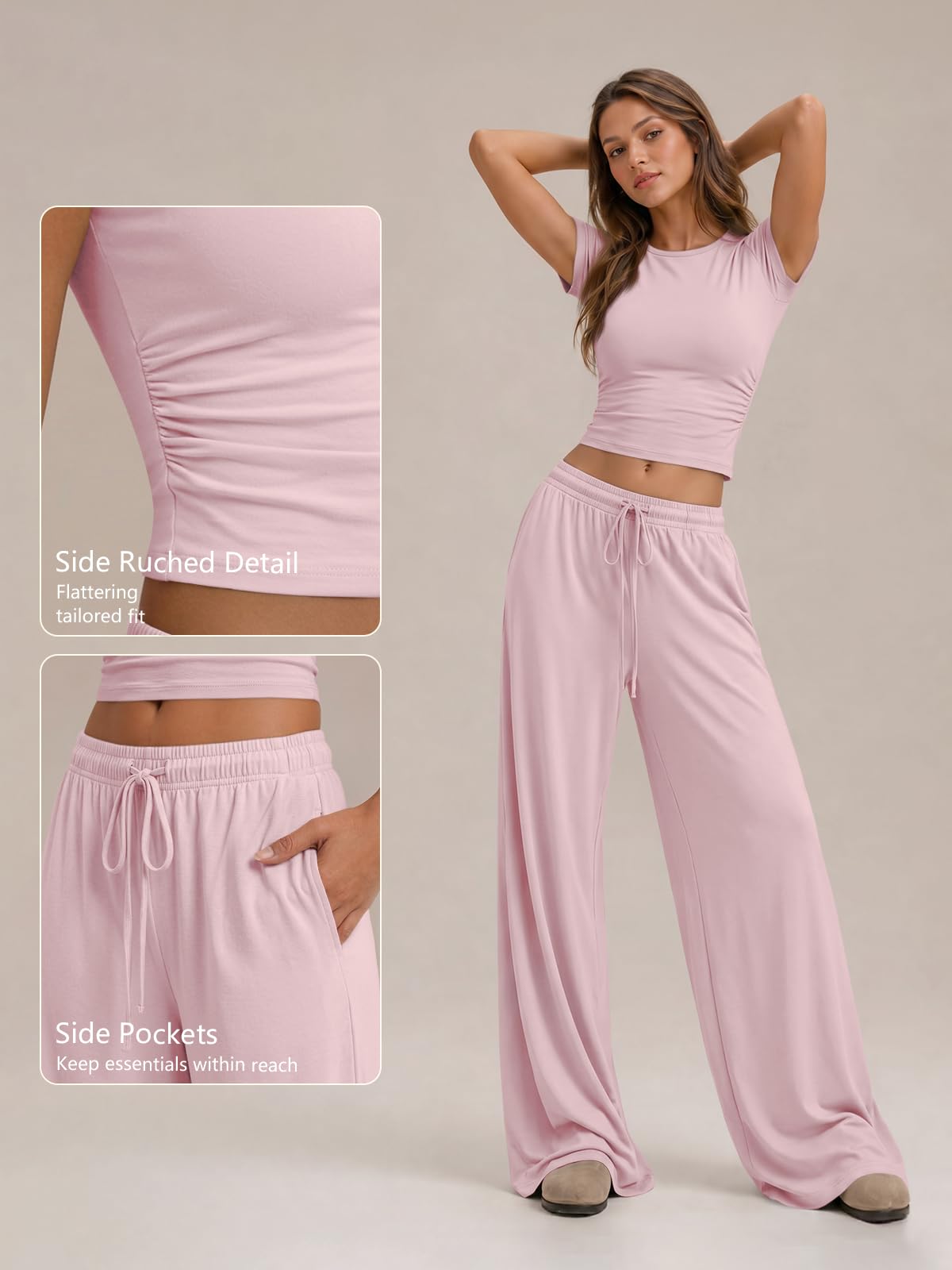 Trendy Queen Womens Petite 2 Two Piece Set 2026 Summer Workout Beach Vacation Cruise Gym Clothes Spring Fashion Lounge Matching School Comfy Airport Travel Outfit Athleisure Clothing