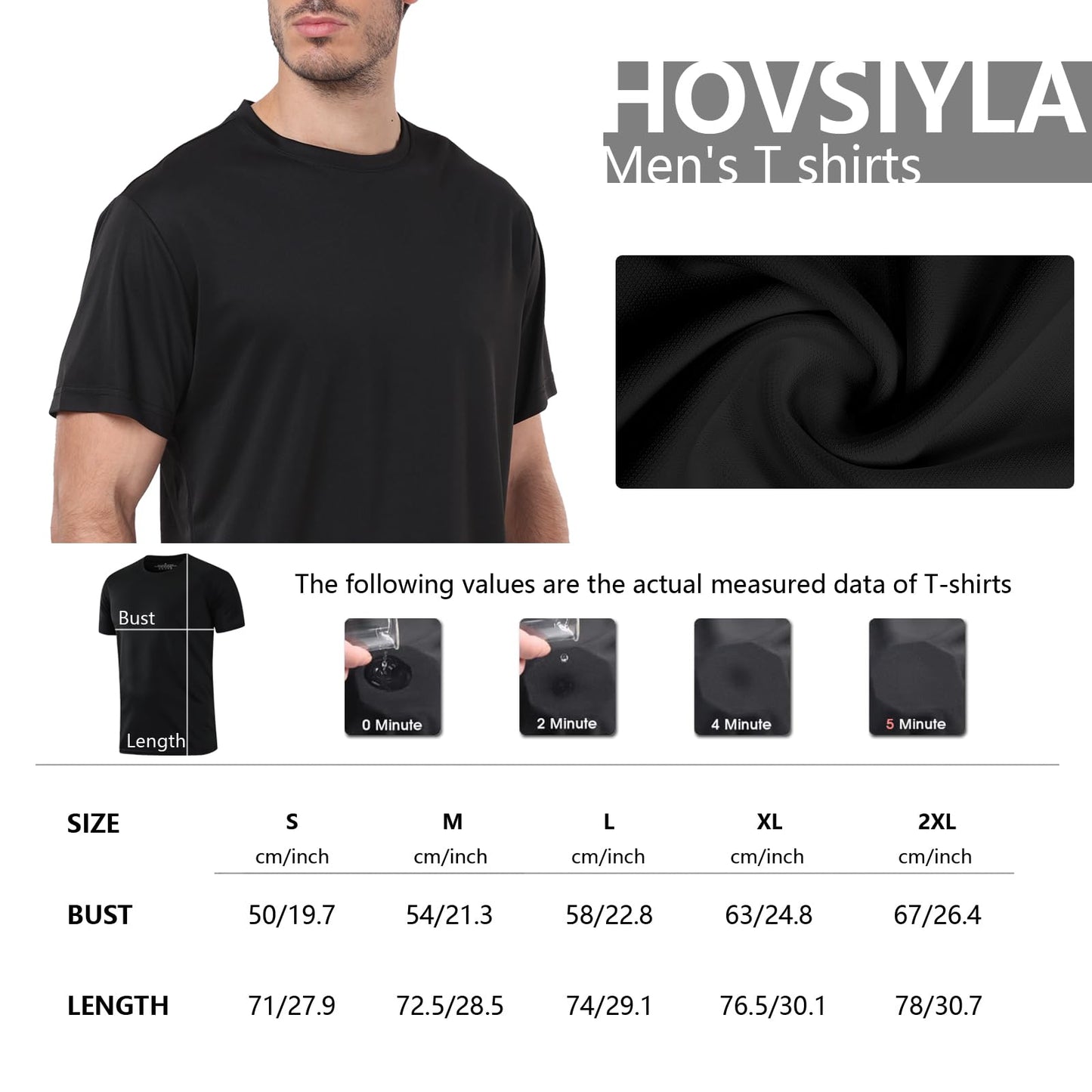HovSiyla 5 Pack Workout Shirts for Men Athletic Running Gym Quick Dry Short Sleeve Performance Moisture Wicking T Shirt-Black-M