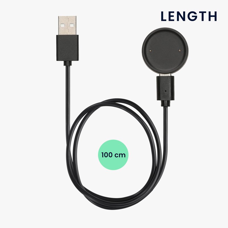 kwmobile USB Cable Charger Compatible with Amazfit Bip 6 / Amazfit Active 2 (A2437) / Active 2 Square (A2434) Cable - Charging Chord for Smart Watch - Black