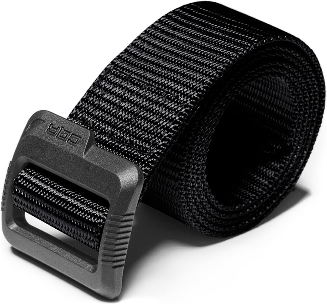 CQR Tactical Belt, Military Style Heavy Duty Belt, Webbing EDC Quick-Release Buckle, Dura Nylon Black, Small