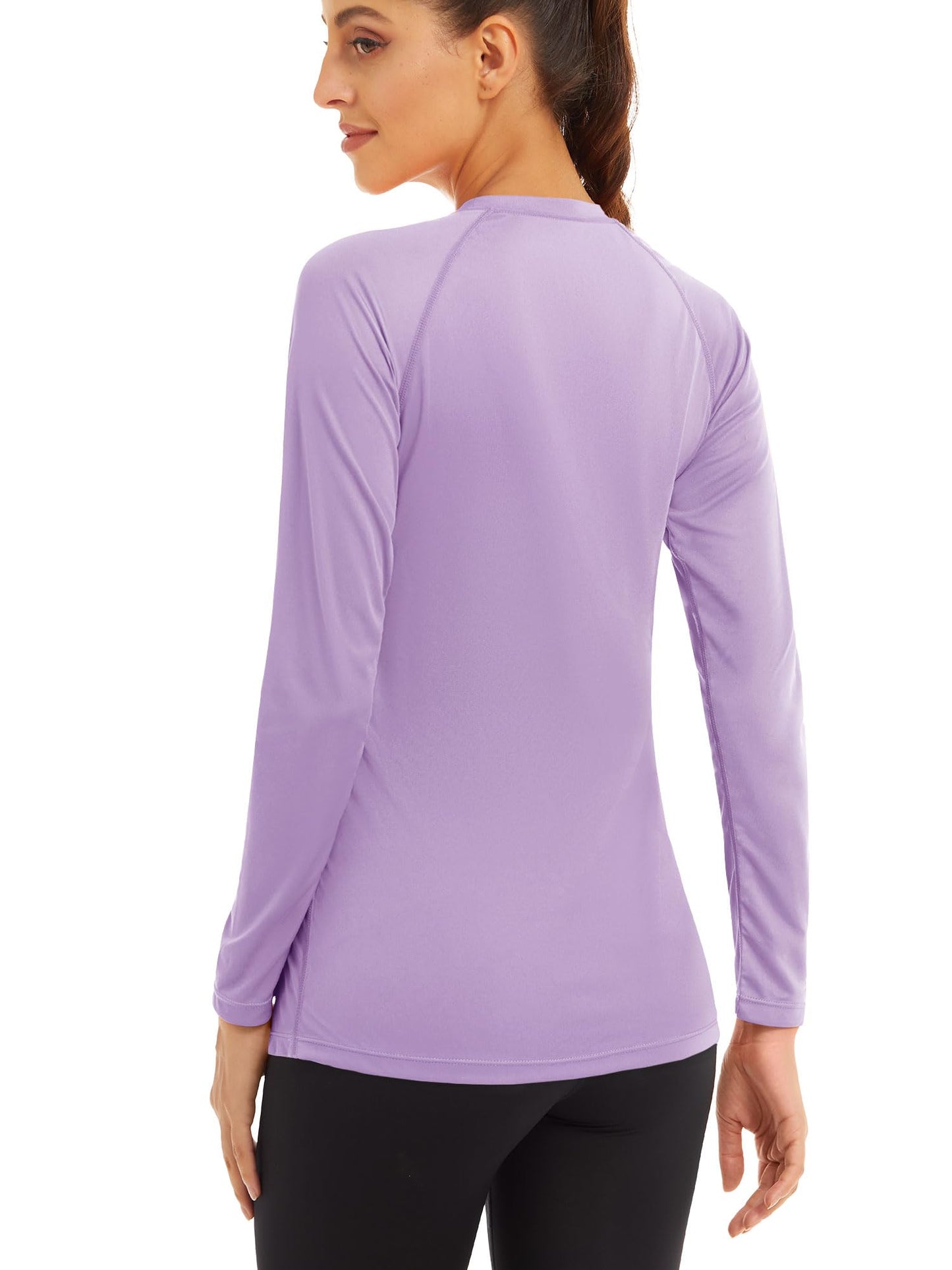 MAGCOMSEN Workout Shirts for Women Running Shirts Women UV Shirts Summer Shirts UV Protection Shirts for Women Long Sleeve Shirts for Women Grey Purple
