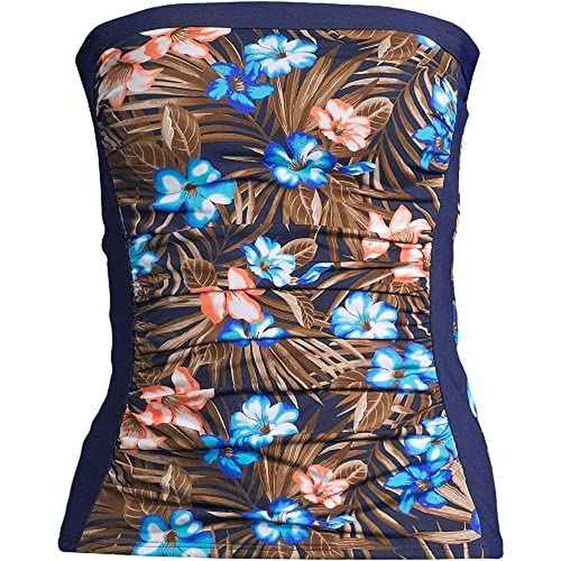 Lands' End Women's Strapless Bandeau Tankini Top Swimsuit with Removable and Adjustable Straps