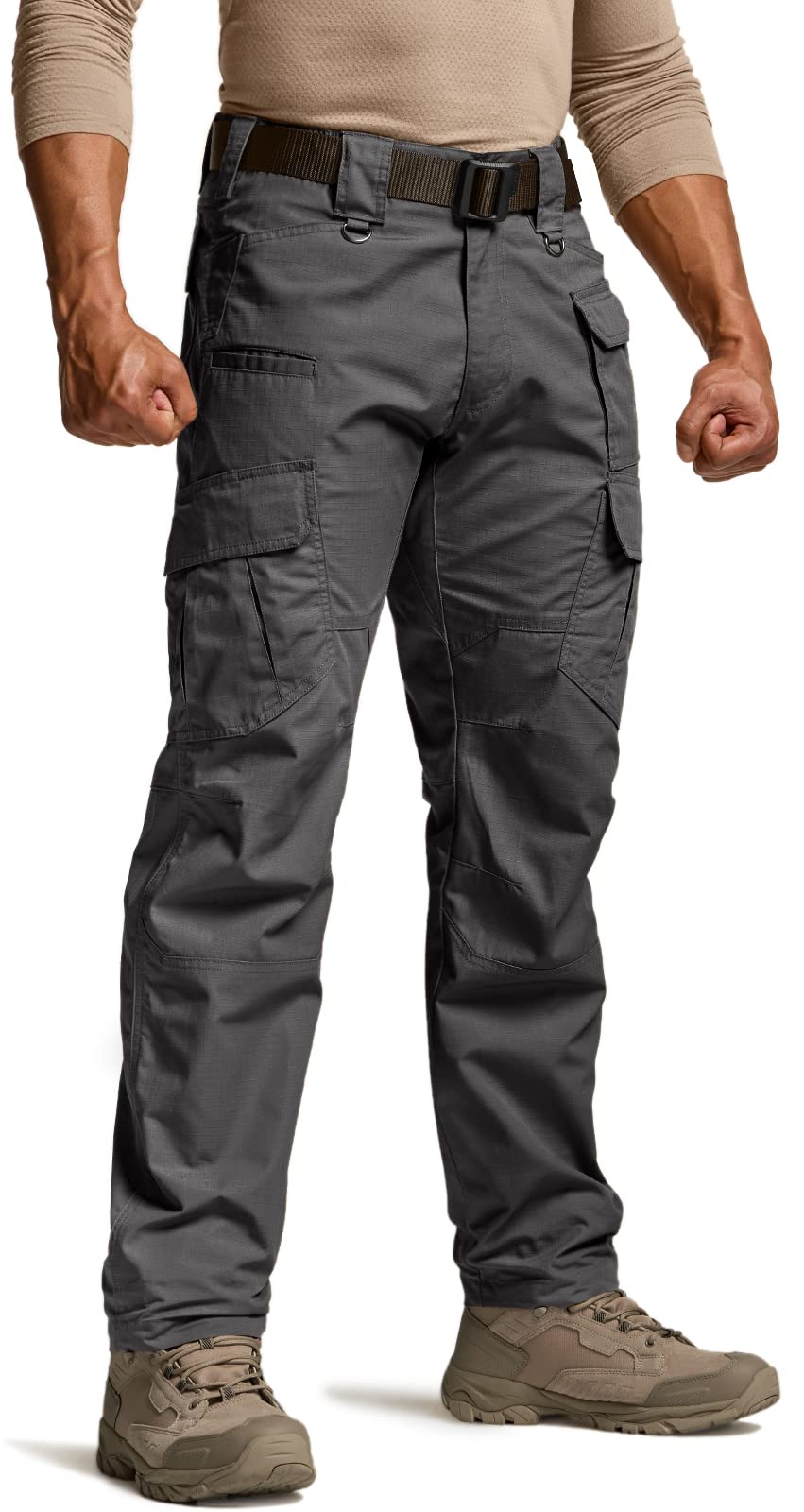 CQR Men's Tactical Pants, Water Resistant Ripstop Cargo Pants, Lightweight EDC Work Hiking Pants, Outdoor Apparel, Duratex Mag Pocket Charcoal, 30W x 30L
