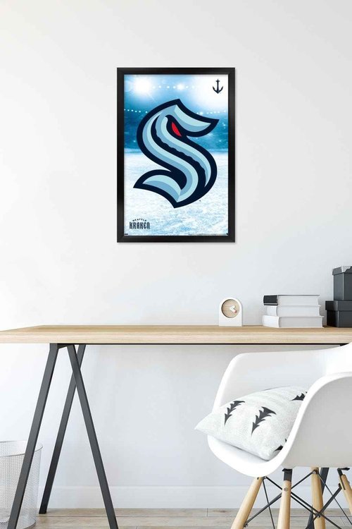 Trends International NHL Seattle Kraken - Logo 20 Wall Poster, 14.725" x 22.375", Black Framed Version