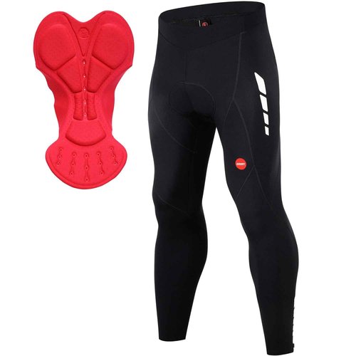 Souke Sports Men's Winter Bike Pants Long 4D Padded Fleece Cycling Tights Thermal Leggings Outdoor Riding Bicycle Black