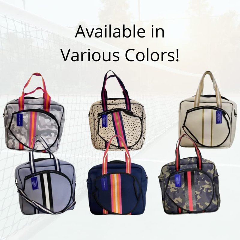 Dallas Hill Designs Tennis Bag for Women | Neoprene Tote | 3 Rackets | Applicable for Pickleball, Paddle, Squash, Racquetball, Badminton | Shoes and Gear | Ladies Purse | Multi Pockets