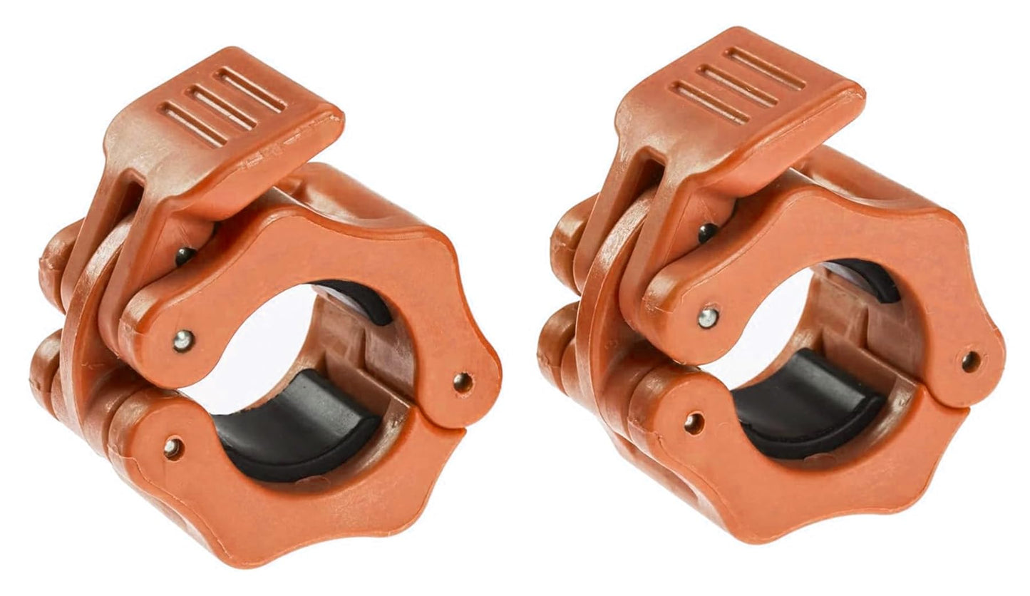 GW Tech Barbell Clamps 1 inch, Exercise Collars 1"(25mm) Quick Release Pair of Locking Collar Clips for Workout Weightlifting Fitness Training (Orange)