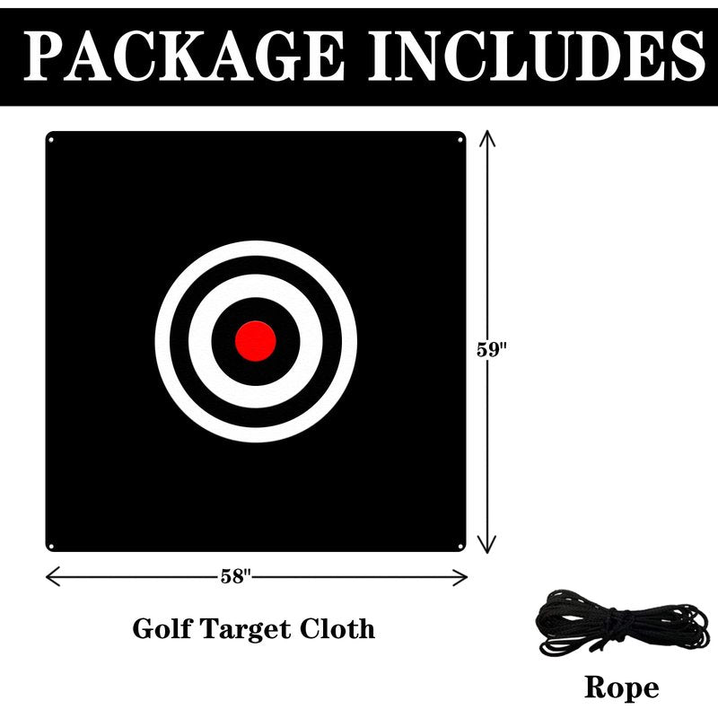 Golf Target Cloth 5' x 5' Golf Hitting Cloth Training Aids Practice Backstop Target for Driving Range Indoor Outdoor (58" x 59", Black)