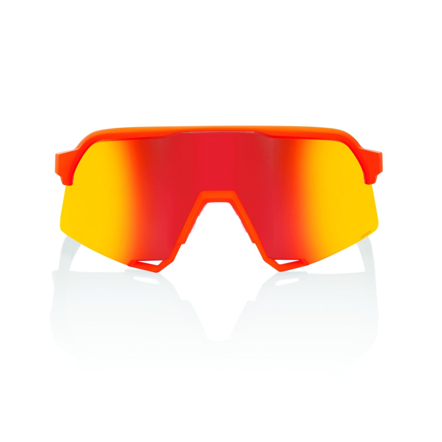 100% S3 Sport Performance Cycling Sunglasses (Soft Tact Neon Orange - HiPER Red Multilayer Mirror Lens)