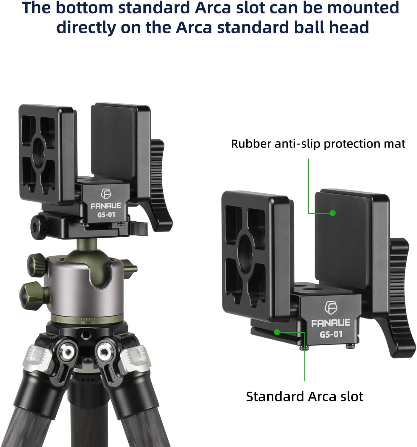 Arca Swiss Rifle Saddle Mount - FANAUE GS-01 Tripod Clamp with Quick Release Plate for Enhanced Shooting Accuracy | Ideal for Hunting