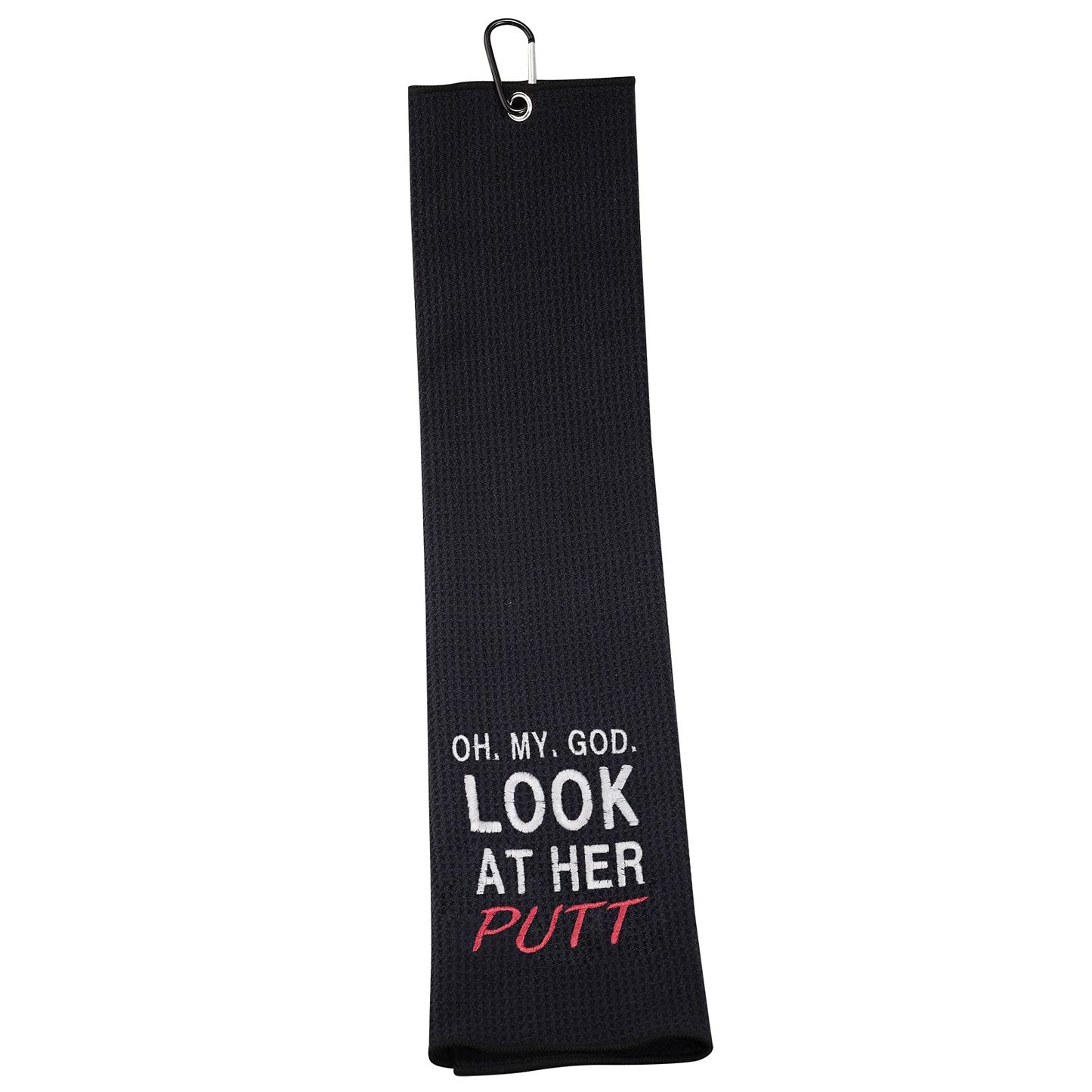 JXGZSO Funny Golf Towels Oh My God Look at Her Putt Embroidered Golf Towels for Golf Bags with Clip (My God Look At T)