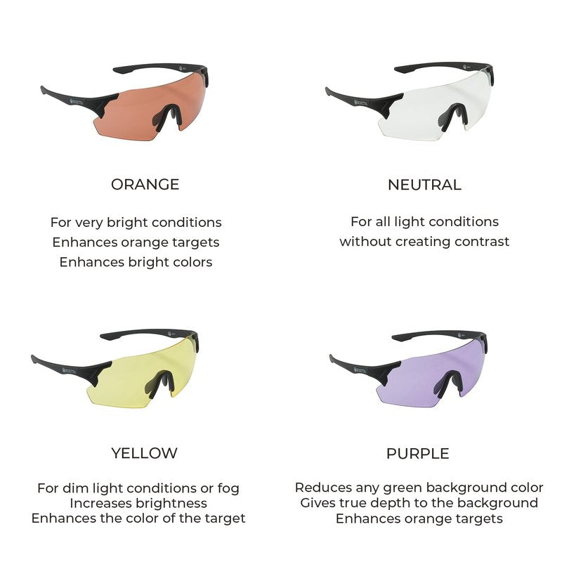 Beretta Unisex Protective Shooting Safety Plastic Frame Challenge EVO Glasses for Eye Protection - Orange
