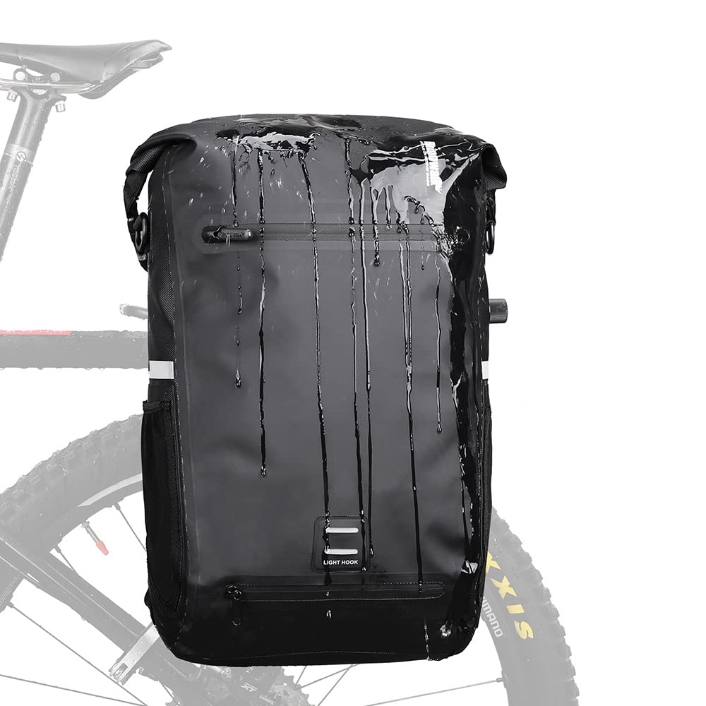 Rhinowalk Bike Pannier Bag 22L Waterproof Bicycle Bag Convertible - 2 in 1 Pannier Backpack Shoulder Bag Laptop Pannier Travel Bag Professional Cycling Accessories-Green